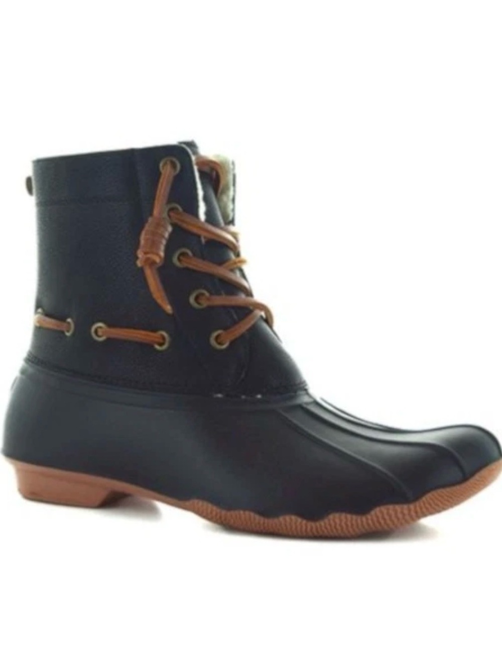 Women’s Black Waterproof Winter Duck Boots with Tan Laces NWOT